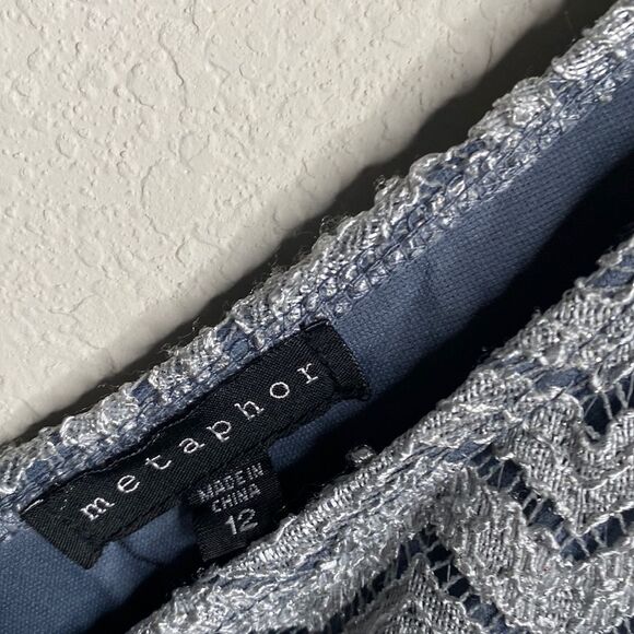 Women’s Metaphor Gray Gradient Chevron glitter sleeves dress A line Size 12 - Picture 6 of 6